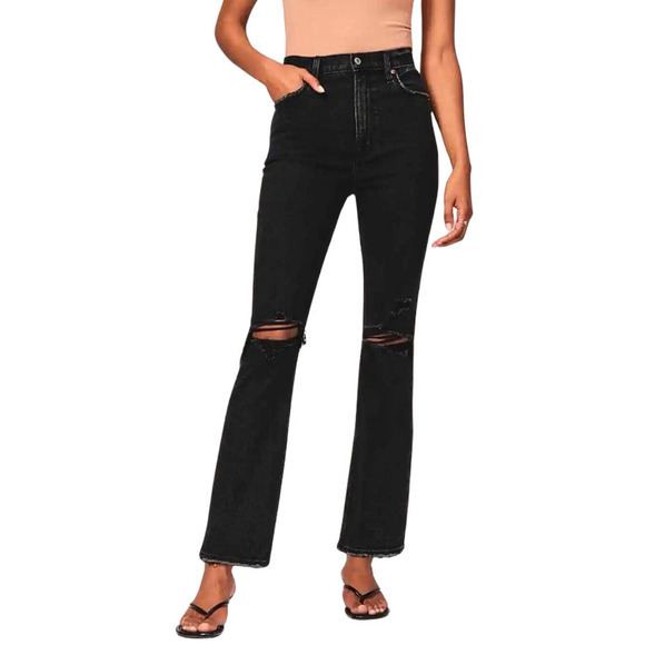 Abercrombie & Fitch Jeans Womens Size 24 Black Ankle Straight Ultra High Rise - Picture 1 of 14